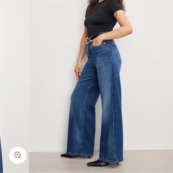 NWT GOOD AMERICAN Soft Tech Good Petite Skate Wide Jeans - Picture 4 of 12